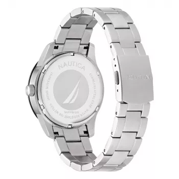 NAUTICA miesten NAPPBF201 kvartsi analoginen kello sinisellä kellotaululla ja sinisellä silikonirannekkeella, 42 mm