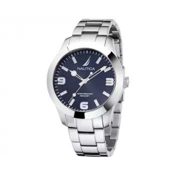 NAUTICA miesten NAPPBF201 kvartsi analoginen kello sinisellä kellotaululla ja sinisellä silikonirannekkeella, 42 mm