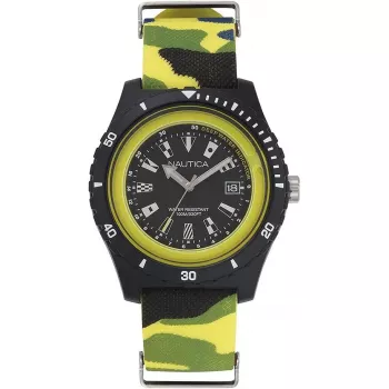 NAUTICA miesten NAPSRF007 sukeltajavaikutteinen kvartsikello, sininen kellotaulu, sininen silikoniranneke, 46 mm