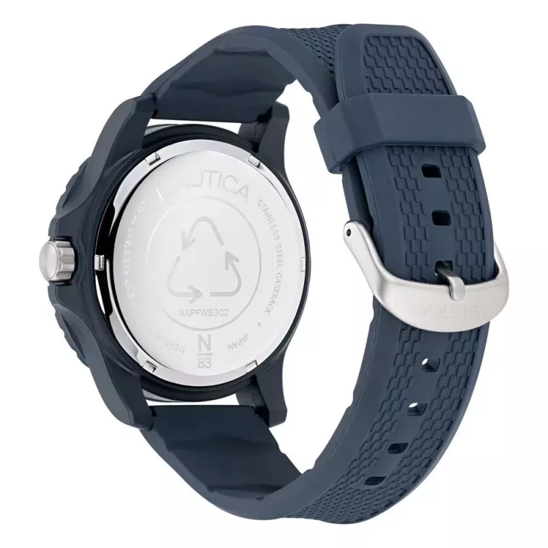 Nautica miesten kvartsi-kronografikello NAPFWS302 45 mm sininen kellotaulu silikoniranneke
