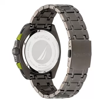 Nautica miesten kvartsikello NAPTCF210 44 mm ruostumaton teräs sininen kellotaulu silikoniranneke