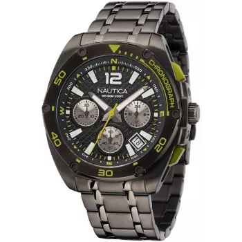 Nautica miesten kvartsikello NAPTCF210 44 mm ruostumaton teräs sininen kellotaulu silikoniranneke