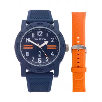 Nautica miesten kello NAPATS306 42,5 mm sininen kellotaulu silikoniranneke