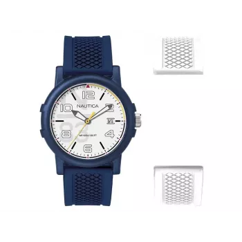 Nautica NABLEME02 miesten kvartsi analogikello sininen kellotaulu sininen silikoniranneke 38 mm