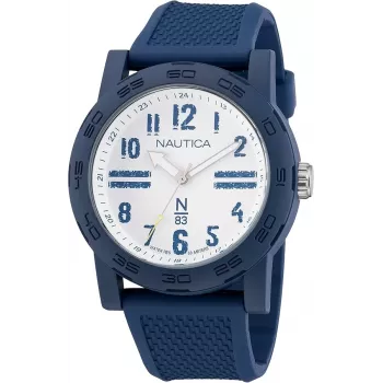 Nautica NAPATS301 miesten analoginen kvartsikello 42,5mm sininen kellotaulu silikoniranneke