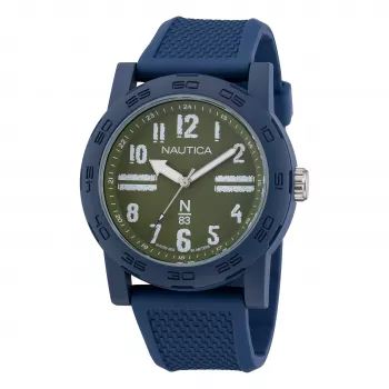 Nautica NAPATS305 miesten kvartsi analoginen kello sininen kellotaulu silikoniranneke 42,5 mm