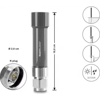 Navilock GNSS-antenni N-liitäntä 18 dB aktiivinen ulkokäyttöön harmaa 10 cm (60738)