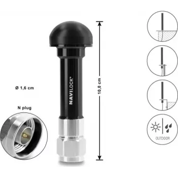 Navilock GNSS-antenni N-pistoke 28 dB aktiivinen ulkokäyttöön musta 10 cm (60763)