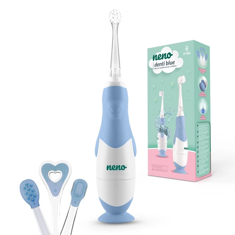Neno Denti Blue - äänihammasharja lapsille, sininen, 3 puhdistustilaa, IPX7, USB-C, 2 harjaspäätä