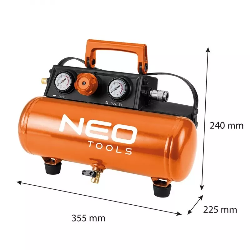NEO TOOLS 04-620 öljyvoideltu ilmakompressori 24L 1,5kW 8bar 200L/min