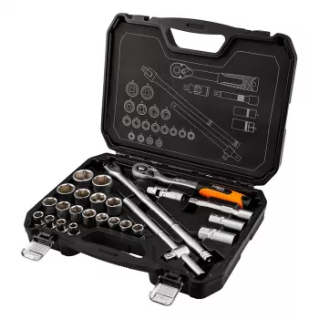 NEO TOOLS hylsyavainsarja 1/2 tuuman vääntö, 25-osainen, satinoitu kromi-vanadiini