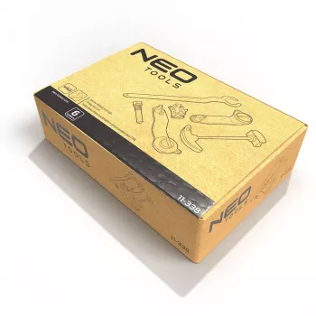 NEO TOOLS 11-338 219-osainen mekaanikon työkalusarja räikillä, hylsyavaimilla, kiintoavaimilla, bitseillä ja kuusiokoloavaimilla tukevassa laukussa