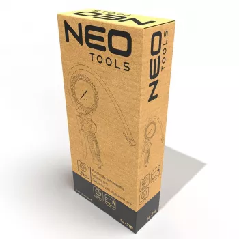 NEO Tools 14-718 5-osainen kompressorin lisävarustesarja spiraaliletkulla, puhalluspistoolilla ja rengastäyttöpistoolilla