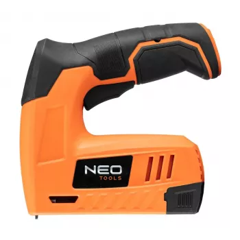NEO Tools 16-050 manuaalinen nitoja verhoilu-, eristys- ja koristelutöihin, säädettävä voima, J-tyypin niitit 6-14 mm, musta/oranssi