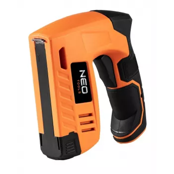 NEO Tools 16-050 manuaalinen nitoja verhoilu-, eristys- ja koristelutöihin, säädettävä voima, J-tyypin niitit 6-14 mm, musta/oranssi