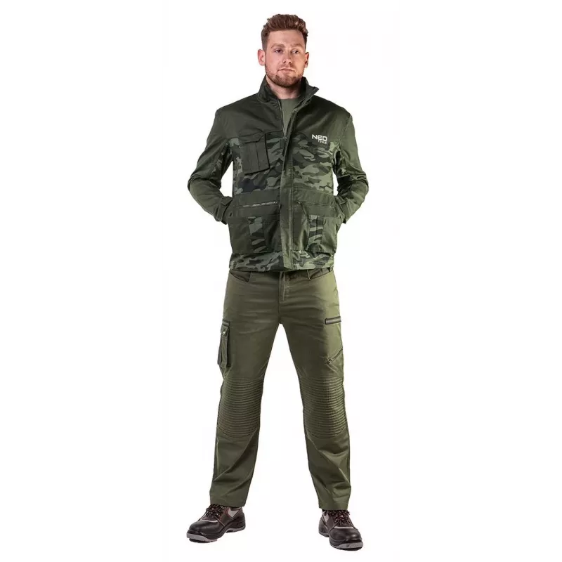 NEO TOOLS 81-211-M softshell-työtakki, harmaa/musta/vihreä, koko M, vedenhylkivä, tuulenpitävä, hengittävä, heijastava