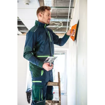 NEO Tools 81-216-XXXL miesten työtakki, harmaa/vihreä, 65 % polyesteriä 35 % puuvillaa, 245 g/m², 7 taskua, vahvistetut kyynärpäät ja hartiat, heijastavat elementit, EN ISO 13688:2013