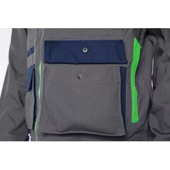 NEO TOOLS 81-217-L unisex-työtakki, harmaa/musta, koko L, 65% polyesteri 35% puuvilla, 267 g/m², 7 taskua, EN ISO 13688