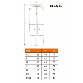 NEO Tools 81-227-XL suojatyöhousut, harmaa/musta, koko XL, 267 g/m² polycotton, vahvistetut polvet, EN ISO 13688
