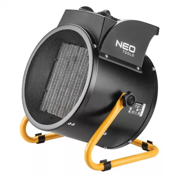 NEO Tools 90-064 2000W PTC keraaminen lämpöpuhallin, 3 lämmitystasoa, säädettävä termostaatti, ylikuumenemis- ja kaatumissuoja, musta/harmaa