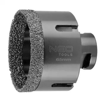 NEO TOOLS timanttiporakruunu 65 mm M14 tyhjiöjuotettu keramiikalle, posliinille, graniitille, marmorille, lasille