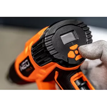 NEO TOOLS kuumailmapuhallin 2000W LCD-näytöllä, 50°C & 70-600°C, 4 suutinta, kaavin, kantolaukku