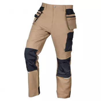 NEO TOOLS Mix&Match työhousut 4-way stretch, Cordura-vahvistus, beige-musta, koko L