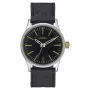 NIXON A377-2222-00 miesten kello 38 mm ruostumaton teräs musta kellotaulu ja satulanahkaranneke
