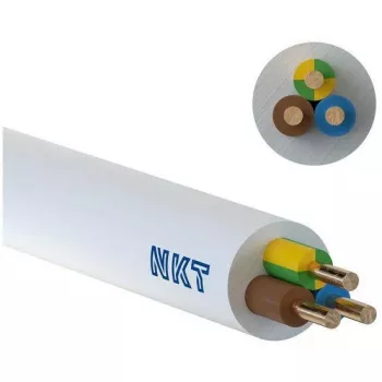 NKT YDYp 3x1,5 mm² 450/750V PVC-voimakaapeli 100m rulla valkoinen