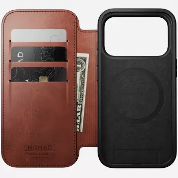 NOMAD nahkakotelo iPhone 17 Pro MagSafe-yhteensopiva ja lompakko