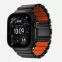 NOMAD Stratos Band - titaaniranneke Apple Watch 49mm -kelloon FKM:llä (Black Titanium, Ultra Orange FKM)
