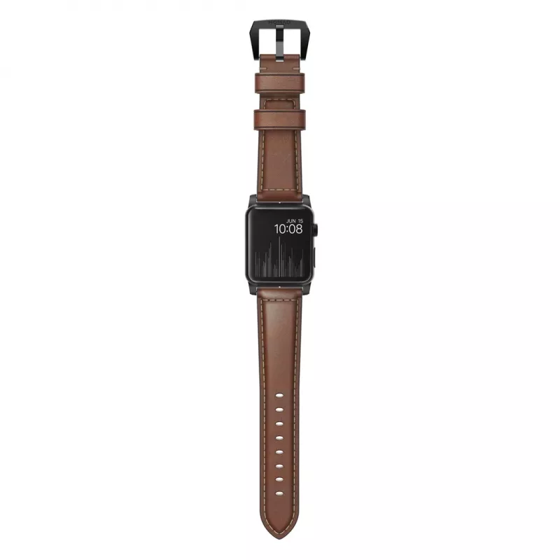 NOMAD Traditional ranneke - Horween nahkaranneke Apple Watch 46mm/49mm, Rustic Brown, Black Hardware