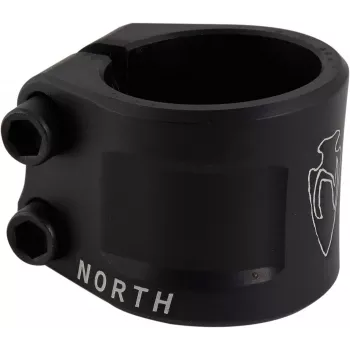 North Axe Double Clamp - musta, 31,8mm/34,9mm, CNC-alumiini, freestyle-scooter