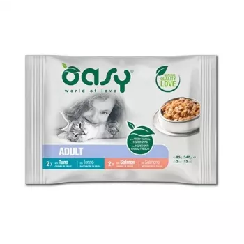 OASY Chunks in Gravy monipakkaus Fish Selection märkäruoka kissoille 4x85g