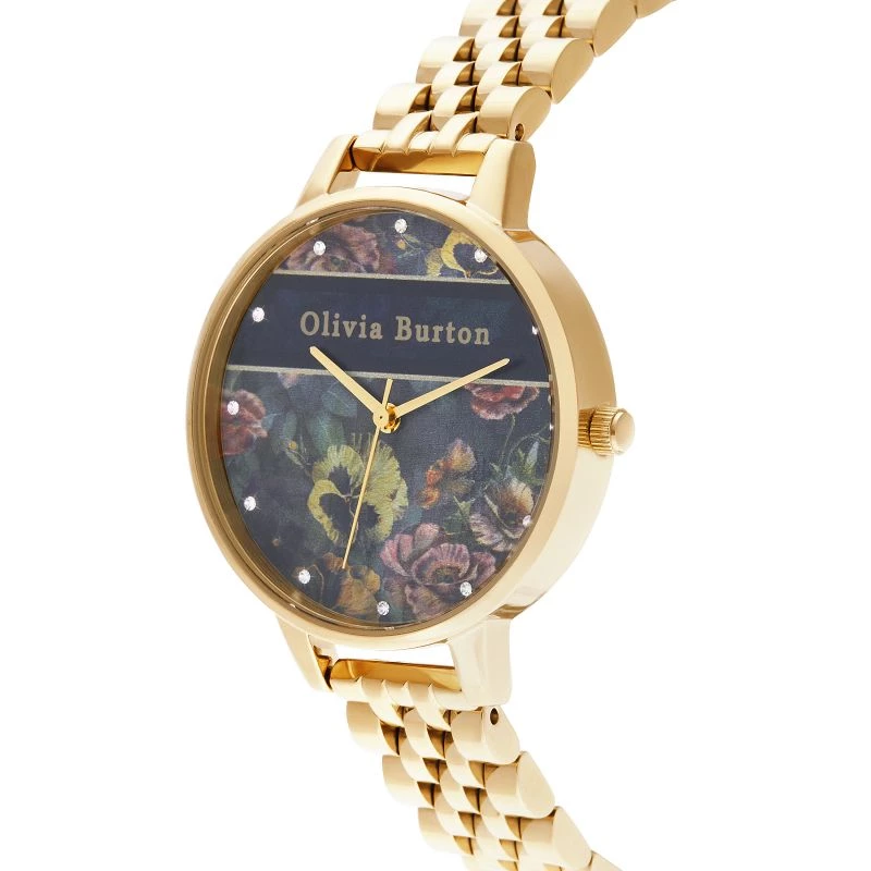 Olivia Burton naisten kello Celestial OB16VS01 34mm ruusukulta-PVD ruostumaton teräskotelo musta nahkaranneke