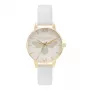 Olivia Burton naisten kello OB16FB24 – 30 mm valkoinen kukkakuvioinen kellotaulu, vaaleanpunainen nahkaranneke