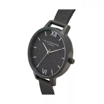Olivia Burton naisten kello Sparkle Bee OB16GD49 - 34 mm kvartsi, valkoinen kellotaulu, harmaa nahkaranneke