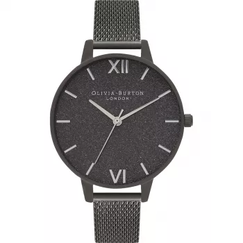 Olivia Burton naisten kello Sparkle Bee OB16GD49 - 34 mm kvartsi, valkoinen kellotaulu, harmaa nahkaranneke