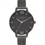 Olivia Burton naisten kvartsikello Sparkle Bee OB16GD49 - 34mm, valkoinen kellotaulu, harmaa nahkaranneke