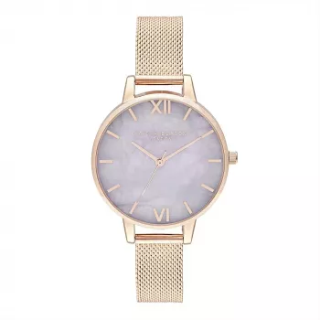Olivia Burton naisten kello Sparkle Bee OB16SP16 - 34 mm hopeinen kellotaulu harmaa nahkaranneke