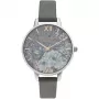 OLIVIA BURTON naisten kello OB16TZ05 34 mm kvartsi analoginen teräskotelo harmaa kellotaulu Mink harmaa nahkaranneke