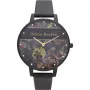 OLIVIA BURTON naisten kello OB16VS05 38 mm ruostumaton teräskotelo valkoinen kellotaulu harmaa nahkaranneke