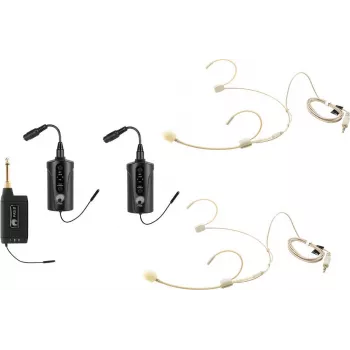 OMNITRONIC Set FAS TWO kaksikanavainen UHF-langaton mikrofonijärjestelmä, 2 taskulähetintä ja päämikrofonit (660-690 MHz) 20000971