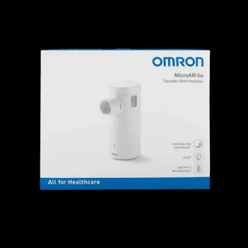 OMRON MicroAIR GO U300 sumutin - kannettava värähtelykalvosumutin aikuisille ja lapsille, kätevän kokoinen, hiljainen <20 dB, sisältää maskit ja paristot