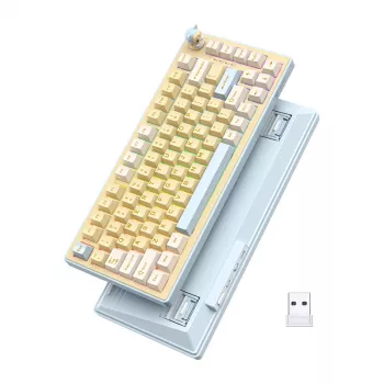 ONIKUMA MT707 pelinäppäimistö (keltainen) - mekaaninen, Outemu Blue kytkimet, RGB-taustavalo, täysikokoinen, johdollinen USB