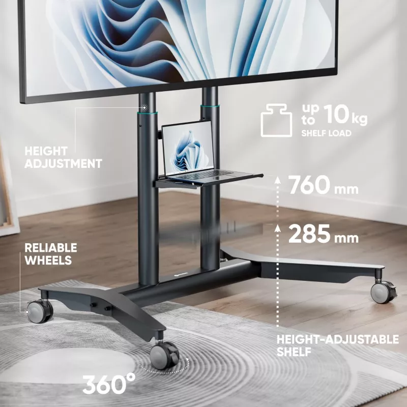 ONKRON TS1871-G mobiili TV-teline 55-90 tuuman televisioille, grafiitti