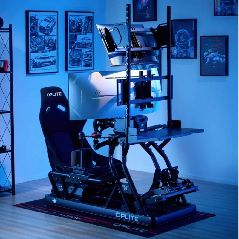 OPLite R8/S8 Cockpit näppäimistö- ja hiiritaso - musta teräs, säädettävä, sivukiinnitteinen