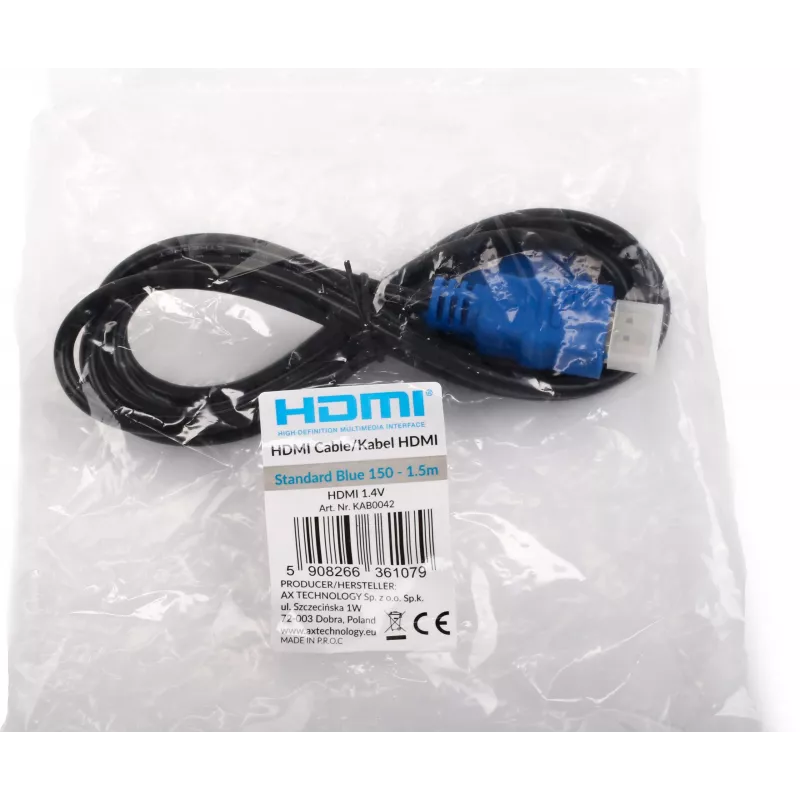 Opticum Standard Blue HDMI-kaapeli 1,5 m v1.4 High Speed Ethernetillä