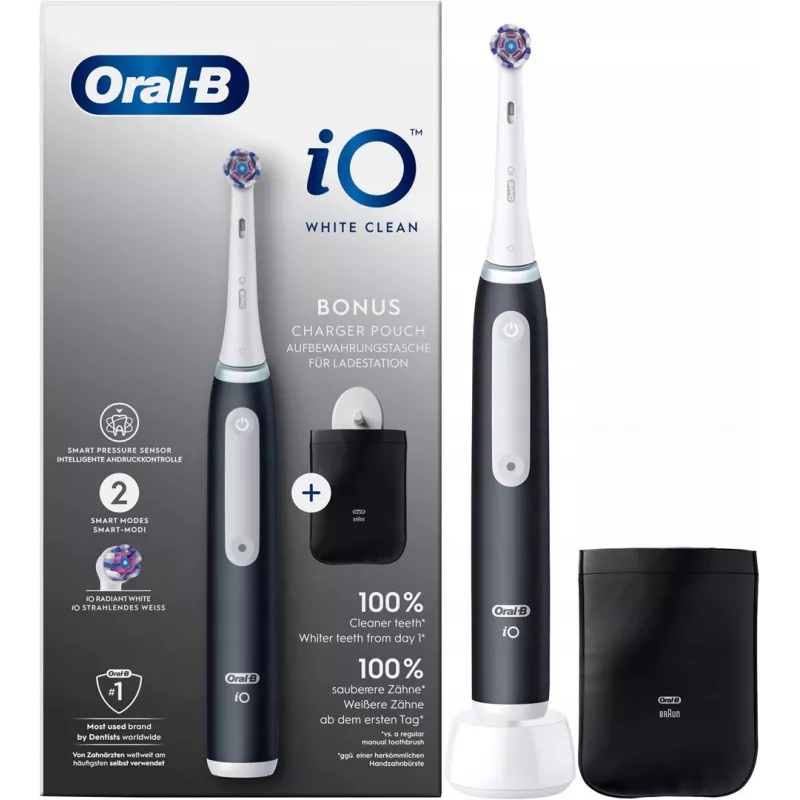 Oral-B iO White Clean sähköhammasharja, musta/valkoinen matkakotelolla