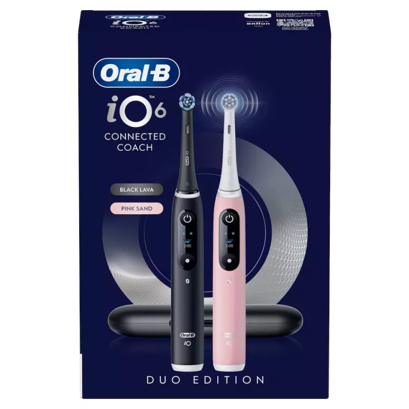Oral-B iO Series 6 Duo Pack sähköhammasharjat, Black Lava / Pink Sand